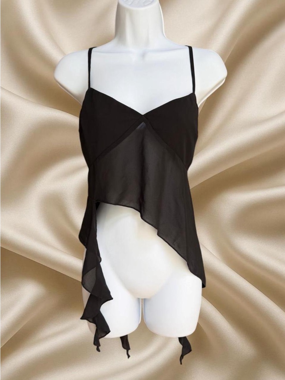Y2K Black Chiffon Handkerchief Top Fairy Grunge Indie Sleaze Going-Out Tank Cami